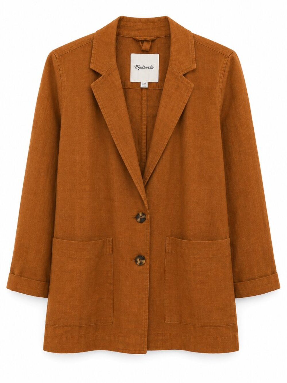 MADEWELL Dorset 100% Linen Blazer Hickory Brown Rust Oversized XXS